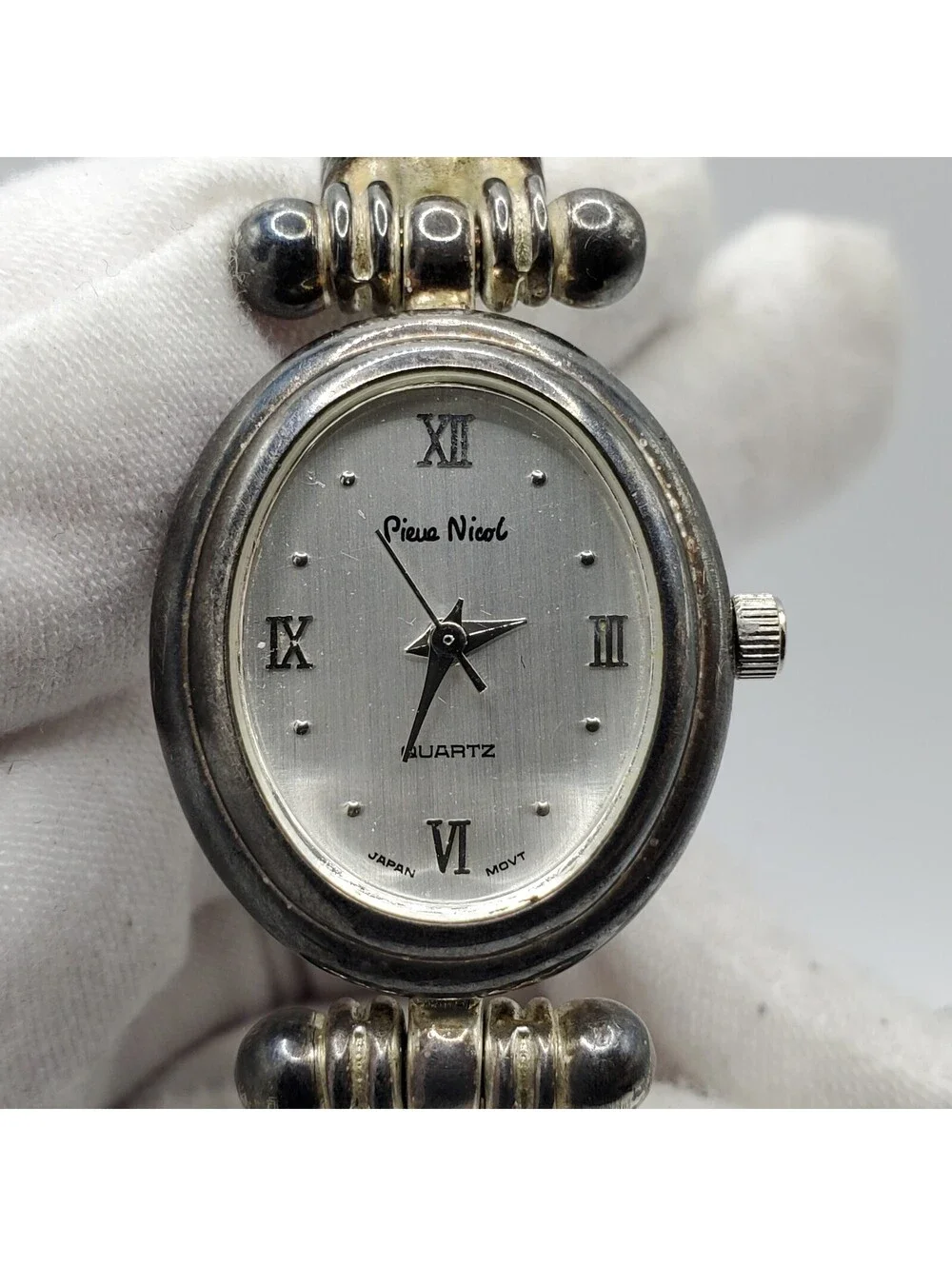 Piere Nicol Womens Watch  23mm  New Battery Silver Tone Oval